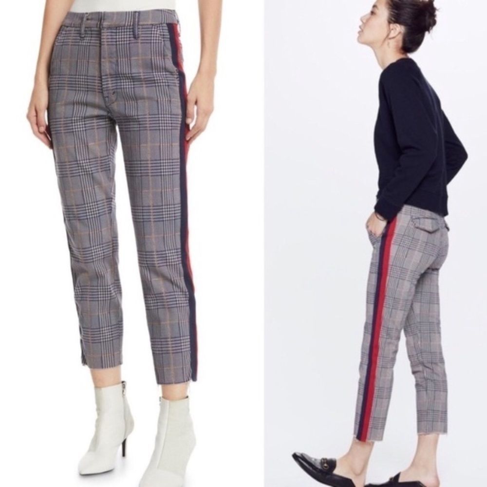 COPY - MOTHER Shaker Prep Trousers Plaid Striped Crop Leg